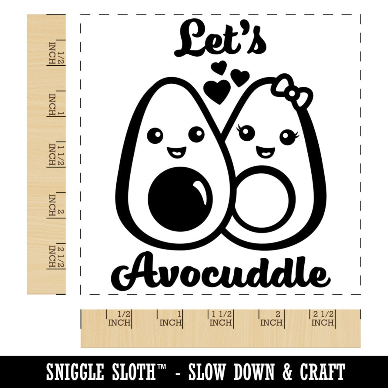 Let's Avocuddle Cuddling Avocados Love Square Rubber Stamp for Stamping Crafting